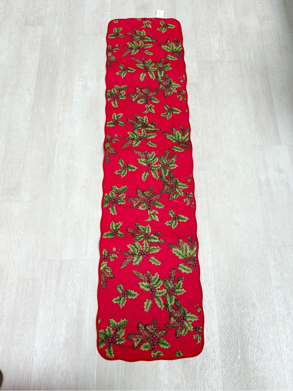 St. Nicholas Square Red Polka Dot Holiday Fabric Accent 13”x 53”